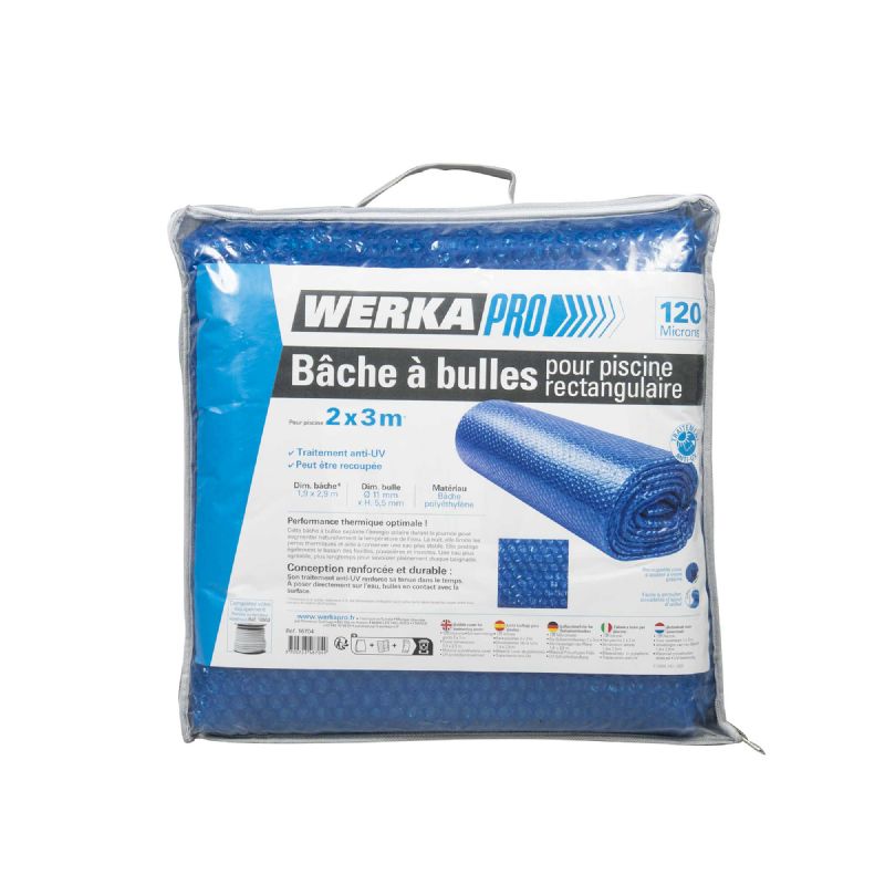 Bâche à bulles pour piscine rectangulaire 120 microns WERKA PRO