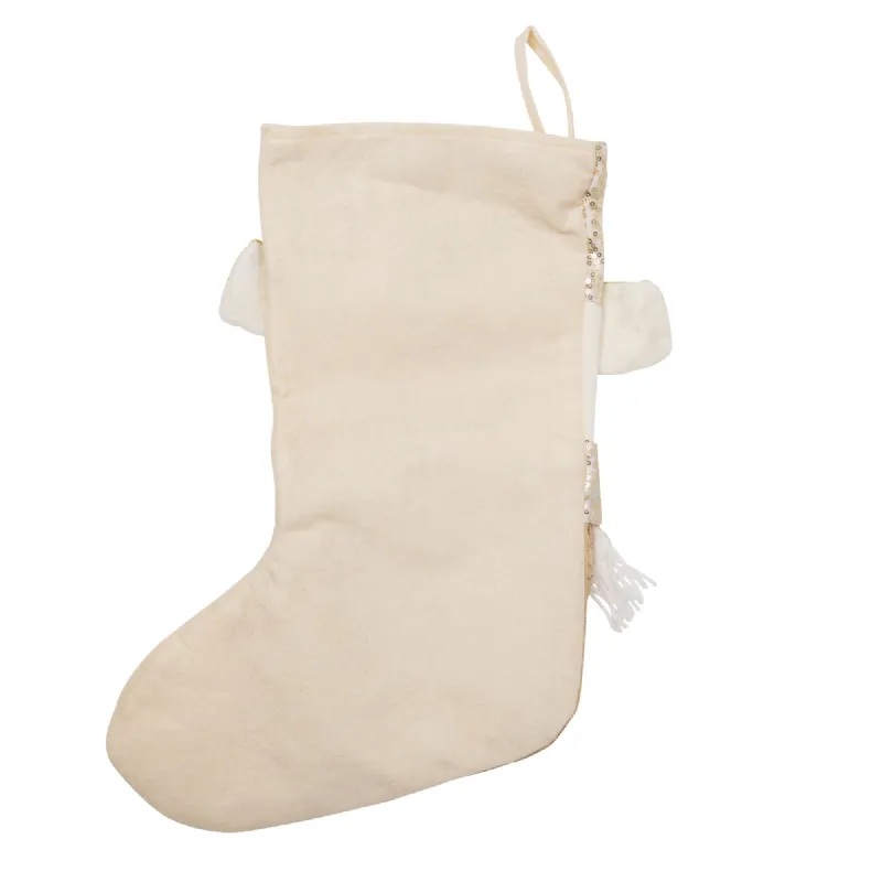 Chaussette dorée de bonhomme de neige (30 x 50 cm)