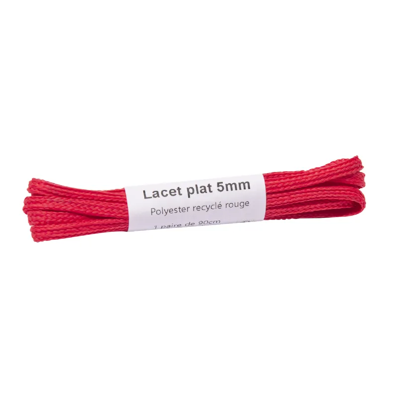 Lacet plat 5mm en polyester recyclé rouge