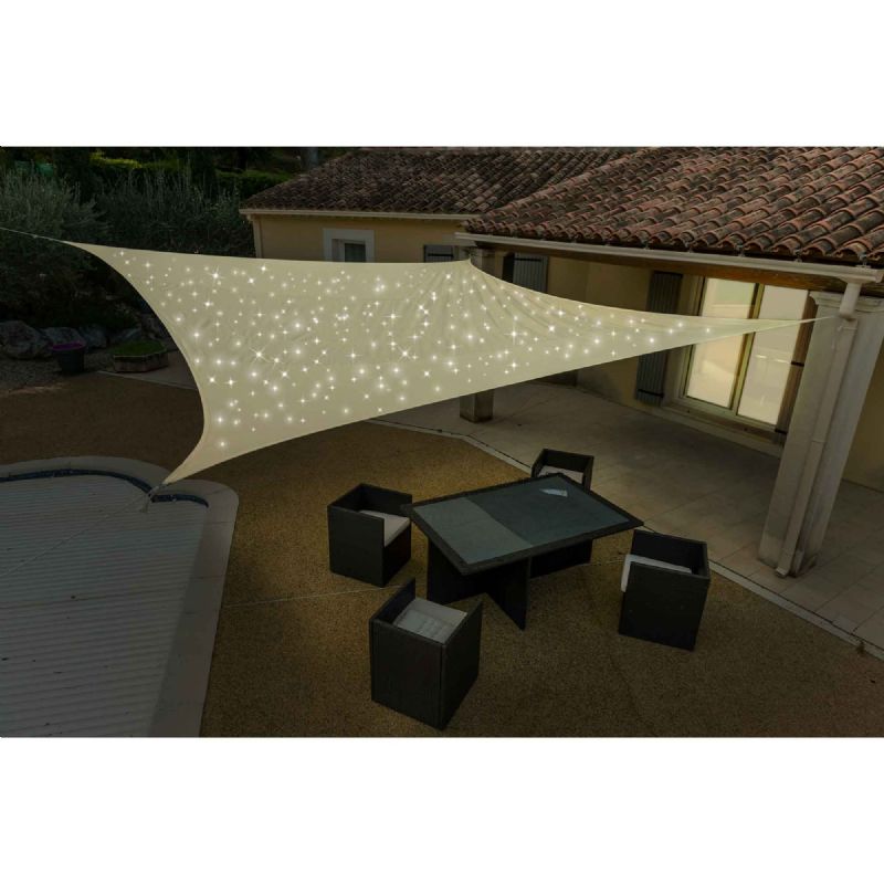 Voile d'ombrage solaire 300 Led 4x5m crème WERKA PRO
