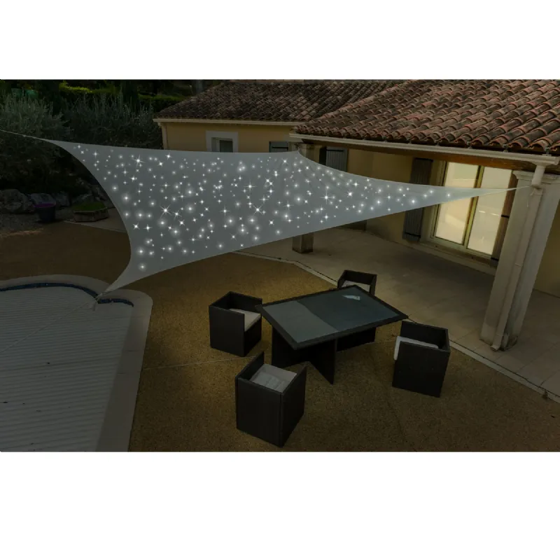 Voile d'ombrage solaire 300 Led 4x5m crème WERKA PRO